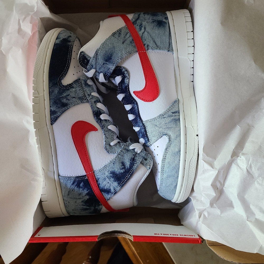 Women's Nike Dunk High Top, Multi-Color/Habanero Red-White